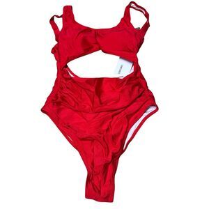 Vimpunec Red Cut Out‎ One Piece wSwimsuit Ruched Tummy Control Bathing Suit